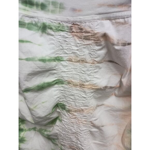 XCVI Wearable Womens Mini Skirt Large Green White Ombre Ruched Hippie Casual - Picture 2 of 7